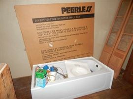 New in box bathtub surround wall bathroom cabinet with sink and commode all new in boxes