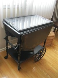 Antique Toler Painted Tea Cart