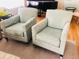 Pair of Ultra Suede Blue Chairs