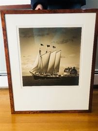 Michael Kahn 21x25 Photograph Schooner Numbered and Signed 9/40
