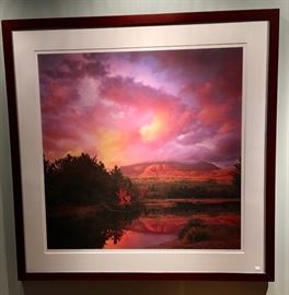 Terrell Lester - 42" Square. "Mt. Katahdin Sunset, Baxter Park, ME" Photograph Signed.