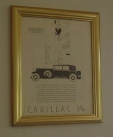 Framed vintage car ads