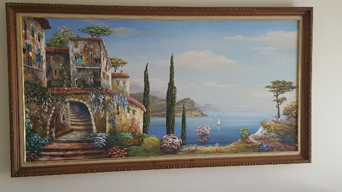 Large original Luigi Sandini oil painting.  24 x 48.
