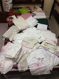table linens, lace dollies, dresser scarfs, and more
