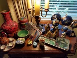 Asian pieces, enamel ware,
