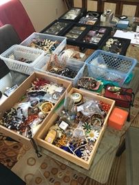 Getting the jewelry ready for the sale. Lots of quality silver and costume jewelry...