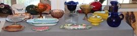 Blue glassware, vintage serveware