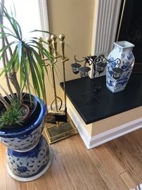Blue and white decorative items