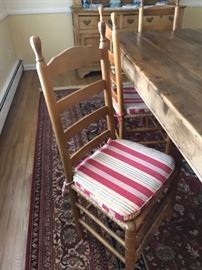 Set of pine dining chairs