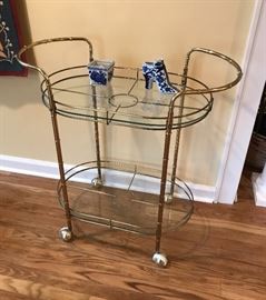 Faux bamboo serving cart