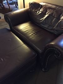 Bernhardt leather chair & 1/2 and ottoman