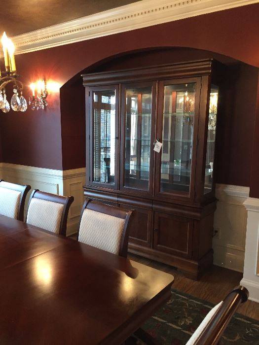 Havertys china cabinet. Measures about: 84" high, 82" wide, 16" deep