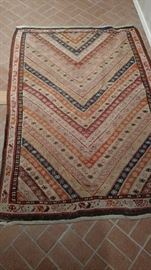 back of 4' x 6' Kilim rug