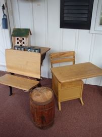 Antique School Desks~Antique Nail Keg