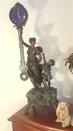 A. MOREAU - Vintage Reproduction Spelter pendulum Clock - Woman & Child
- extremely heavy piece