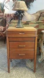 Mid century solid wood sewing cabinet