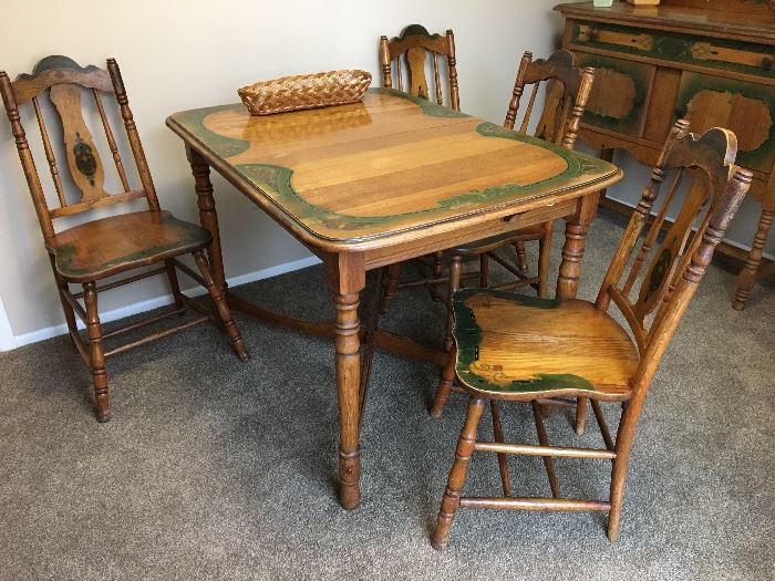 Handpainted Table and Chairs x 4