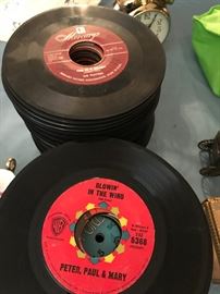 About 100 old 45 records