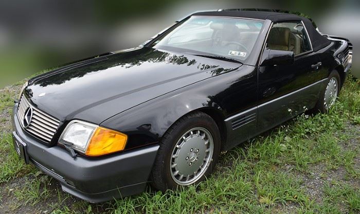 1990 Mercedes-Benz 300SL Convertible
92,277 Miles; Black Exterior; Brown Leather Interior; Black Soft Top; Power Windows & Mirrors; Power Convertible Top; 3 Position Memory Seats; AM/FM Stereo with Cassette, and much more. VIN: WDBFA61E9LF005332
Auto Terms
Autos are sold AS IS, in AS FOUND/ESTATE condition
Minimum of 10% deposit due on day of auction. May be paid with Cash, Check, VISA, MC, Debit.
Balance paid in full by Thursday following the auction. Must be paid with Cash or Certified Bank Check ONLY