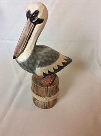 Carved Pelican, 14" H.