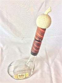 Vintage Glass Golf Club George Dickel Tennessee Sour Mash Whiskey Liquor Bottle.