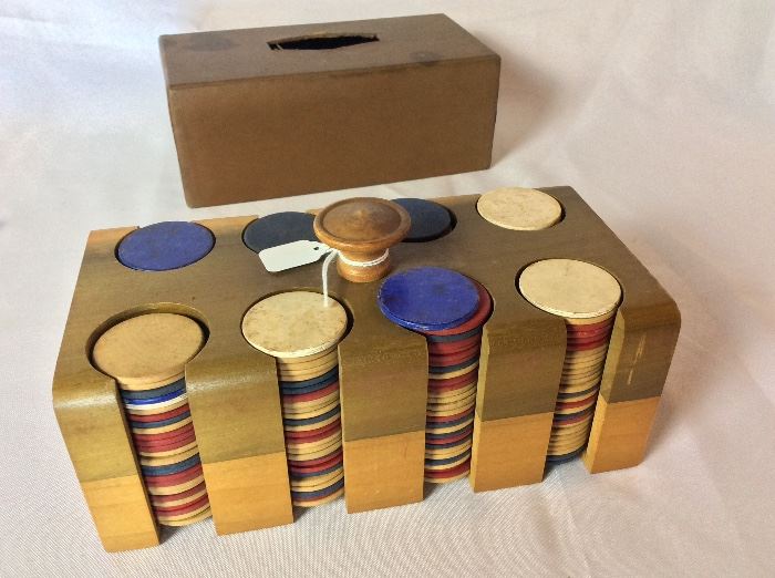 Vintage Poker Chip Caddy.