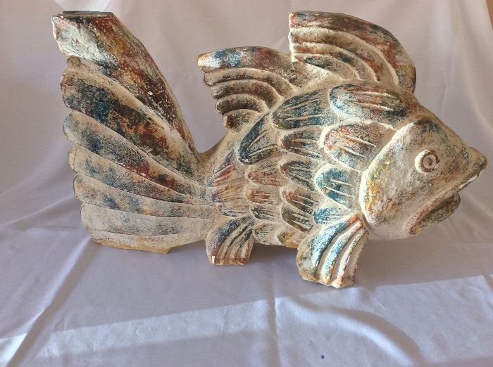 Large Carved Wood Fish.
