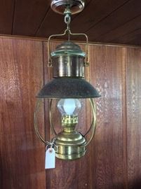 Two Vintage Brass Hanging Lights. 23" H. 