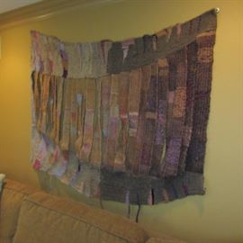 BEAUTIFUL WOVEN MACRAME WALL HANGING        
    5' X 4' WITH VIBRANT COLORS. HANDMADE ARTISON PIECE!