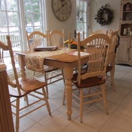 KITCHEN FARM TABLE AND 6 CHAIRS
