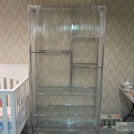 BEAUTIFUL CHROME AND GLASS SHELF(ITS WRAPPED IN PLASTIC AND READY TO GO!)