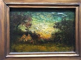 Hudson Kitchell (1862-1944) oil painting of Native American scene