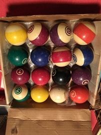 Pool Table with vintage supplies