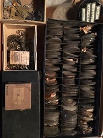 Rare set of watch repair parts with New Old Stock crystals for wrist and pocket watches