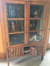 Antique bamboo China cabinet, display case, 