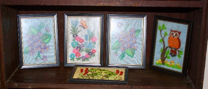 Collection of Retro ~ Crewel embroidered art work