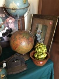  VINTAGE  WORLD GLOBES AND  MIC ITEMS.