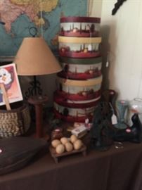  VINTAGE HAT BOXES  AND MIC ITEMS.