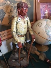 HAND CARVED INDIAN APPR  3 FEET TALL