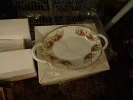 New Royal Albert platter,  Also new basket weave cookie jar.