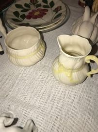 BELLEEK CREAM AND SUGAR 