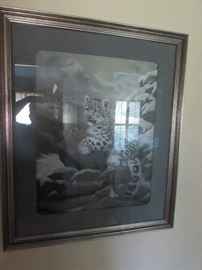 Black and white print of Leopard