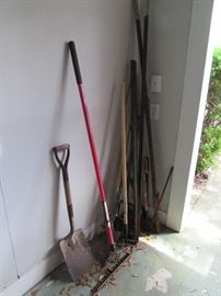 Garden tools in garage