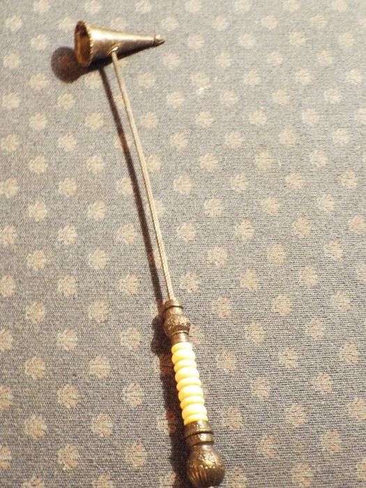 Antique Brass and Ivory Candle Snuffer