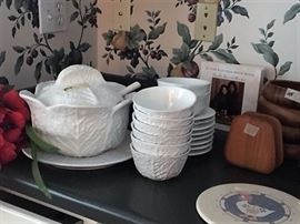 soup tureen and bowls