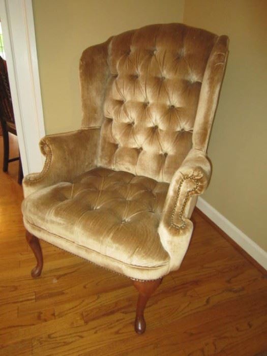 Tufted back wing chair