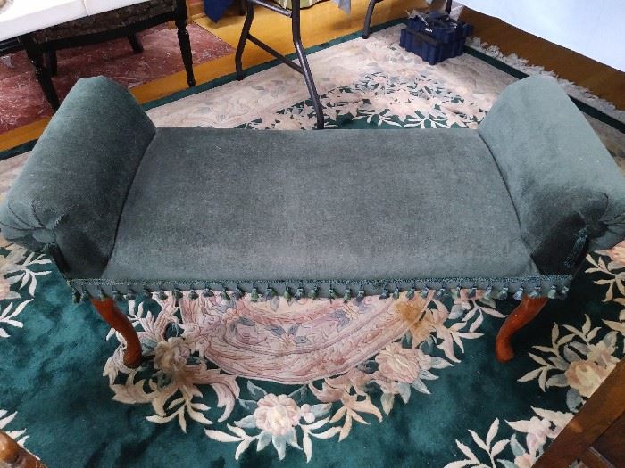 Upholstered Roll Arm Bench  &  Area Rug for sale