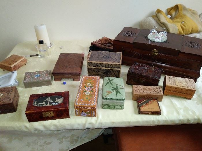 Soap Stone & Wood Carved Jewelry & Music Boxes