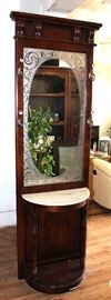 Antique hall tree with marble top