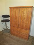 SUNDAY'S PRICE ~ ADJUSTABLE STOOL W/BACKREST $30
SOLID OAK ARMOIRE/WARDROBE $125
